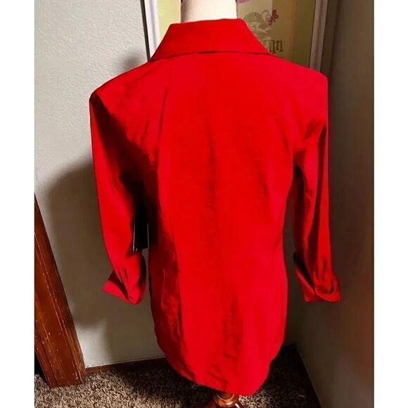 NWT 3/4 Sleeve Multiples Medium Red Button Down Shirt  #155 - Picture 5 of 6